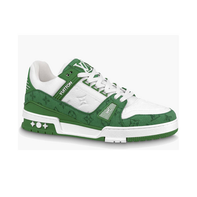 Louis Vuitton Trainer Green Monogram Denim White