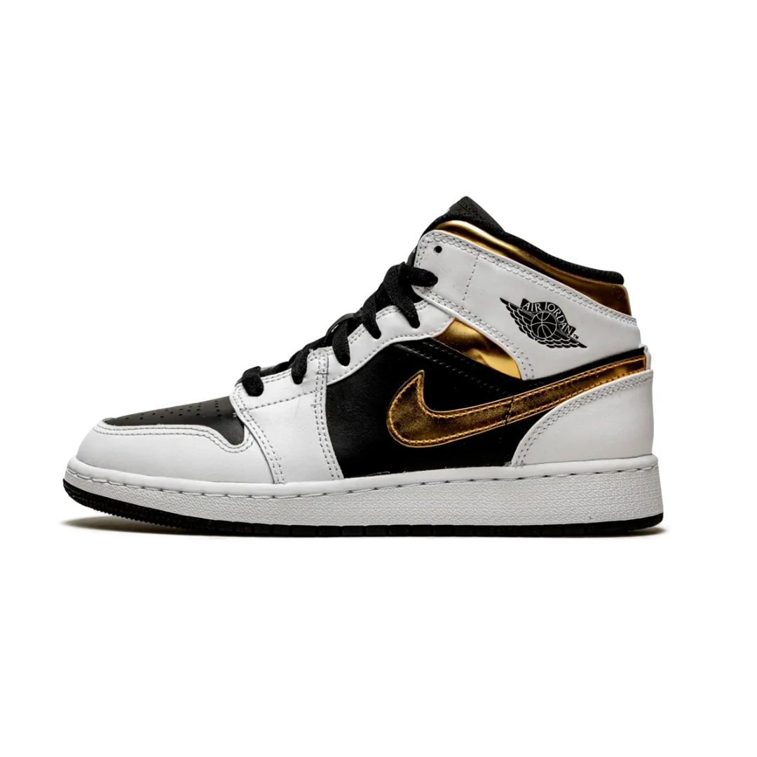 Jordan 1 Mid White Gold Black