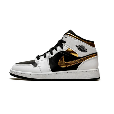 Jordan 1 Mid White Gold Black
