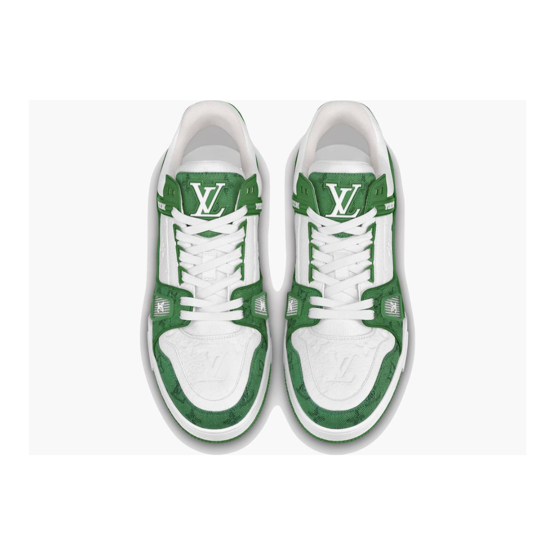 Louis Vuitton Trainer Green Monogram Denim White