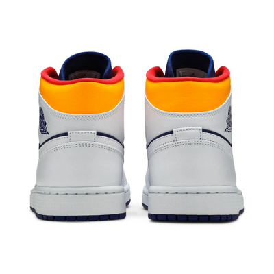 Jordan 1 Mid White Laser Orange Deep Royal Blue