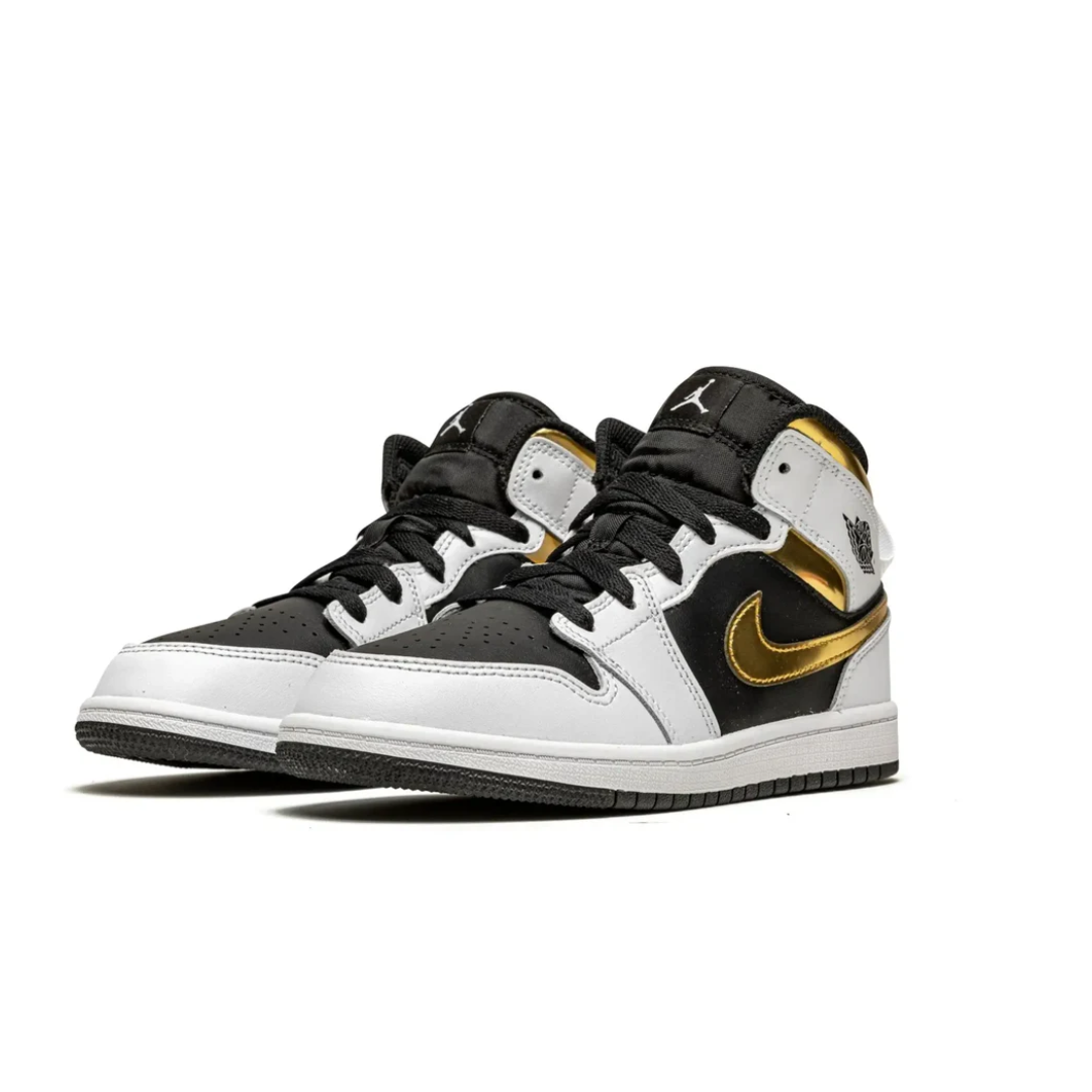 Jordan 1 Mid White Gold Black