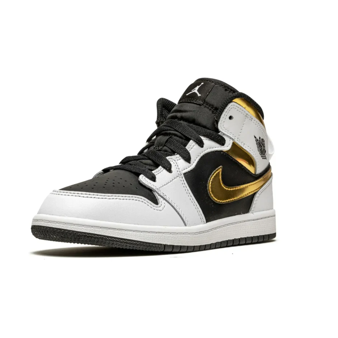 Jordan 1 Mid White Gold Black