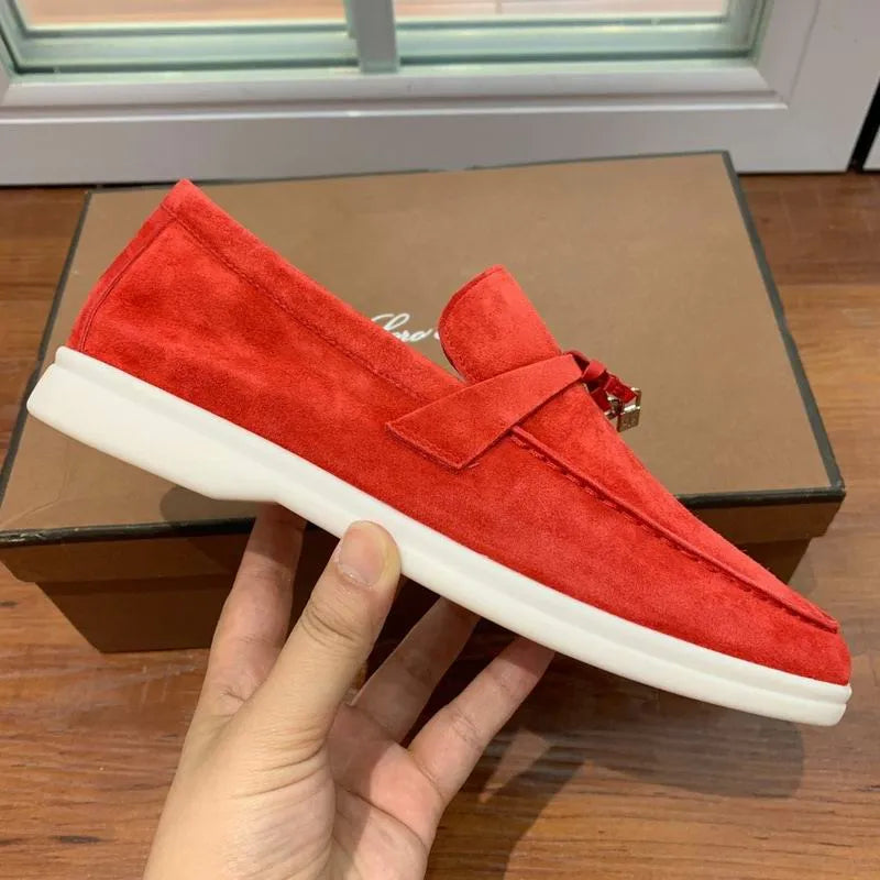 Loro Piana Summer Walk Loafers – Suede Red