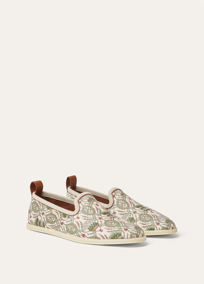 Loro Piana Venice Walk Loafer Linen - Sunset Glow/Green Fluorite