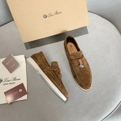 Loro Piana Summer Walk Loafers – Brown Suede (Metal Detail)