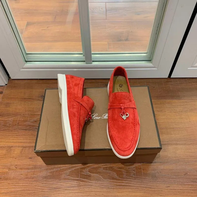 Loro Piana Summer Walk Loafers – Suede Red