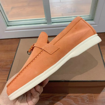Loro Piana Summer Walk Loafers – Orange Suede (Metal Detail)