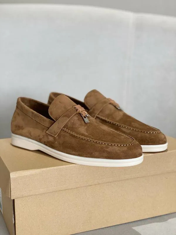 Loro Piana Summer Walk Loafers – Brown Suede (Metal Detail)