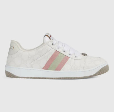 Gucci Screener Panelled Leather Sneakers - White/Pink