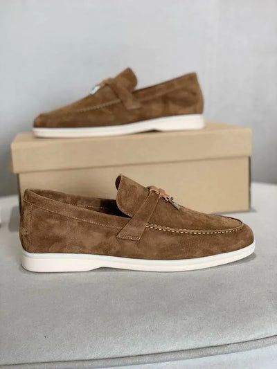 Loro Piana Summer Walk Loafers – Brown Suede (Metal Detail)