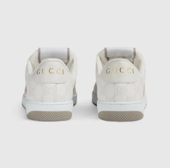 Gucci Screener Panelled Leather Sneakers - White/Pink
