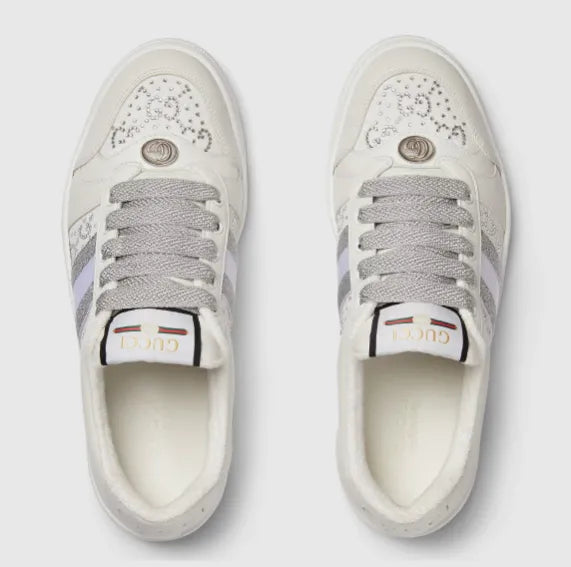 Gucci Screener Panelled Leather Sneakers - White/Gray