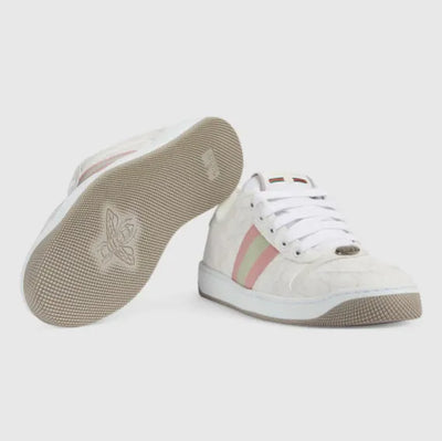 Gucci Screener Panelled Leather Sneakers - White/Pink