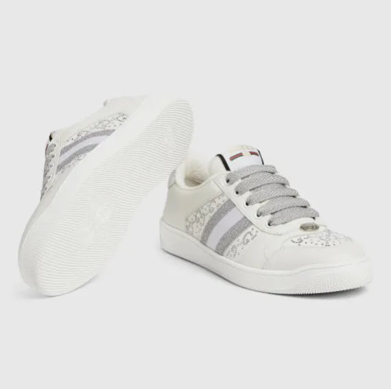 Gucci Screener Panelled Leather Sneakers - White/Gray