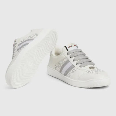 Gucci Screener Panelled Leather Sneakers - White/Gray