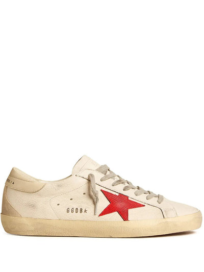 Golden Goose Superstar Sneakers – Beige/Red Star