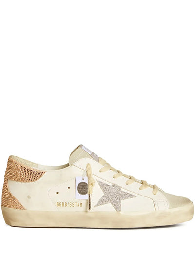 Golden Goose Super-Star Beige Leather Swarovski