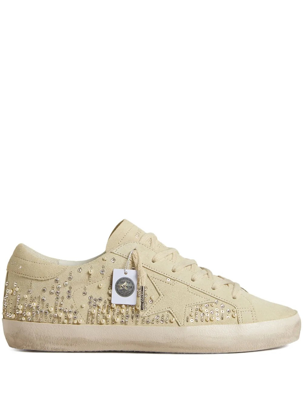 Golden Goose Super-Star Beige Suede Swarovski