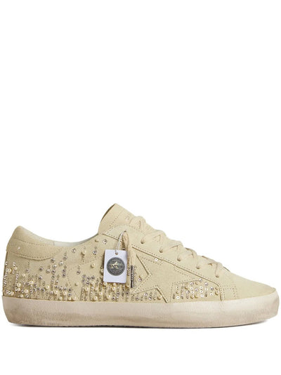 Golden Goose Super-Star Beige Suede Swarovski