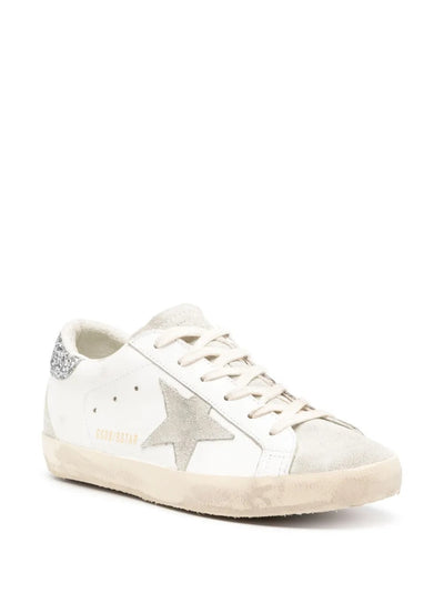 Golden Goose Super-Star White Leather Glitter Heel