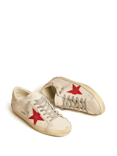 Golden Goose Superstar Sneakers – Beige/Red Star