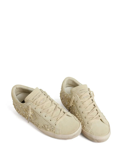 Golden Goose Super-Star Beige Suede Swarovski