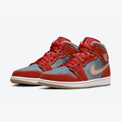 Jordan 1 Mid Denim Red