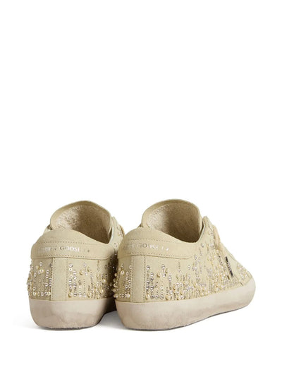 Golden Goose Super-Star Beige Suede Swarovski