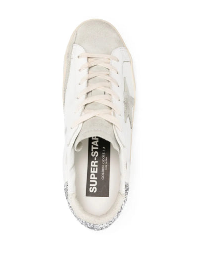 Golden Goose Super-Star White Leather Glitter Heel