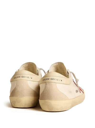 Golden Goose Superstar Sneakers – Beige/Red Star