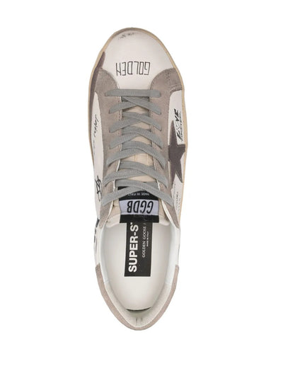 Golden Goose Super-Star Leather Sneakers – Text Print White/Beige
