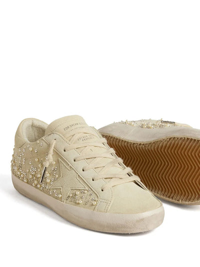 Golden Goose Super-Star Beige Suede Swarovski