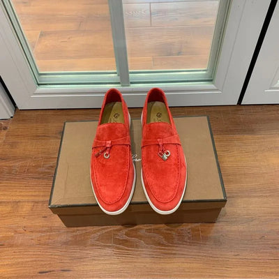 Loro Piana Summer Walk Loafers – Suede Red
